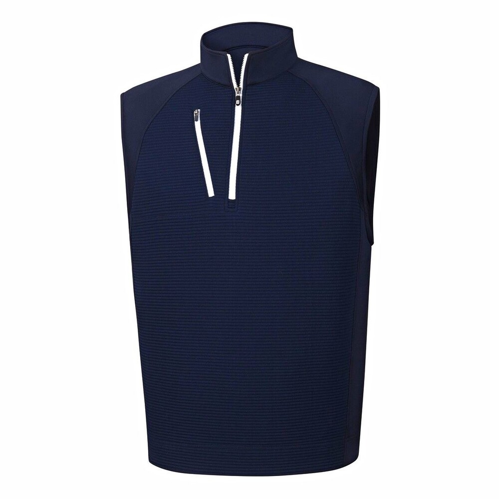 FootJoy FJ Men's Jacquard Ribbed Navy Half Zip Golf Vest Sz L Zip Pocket